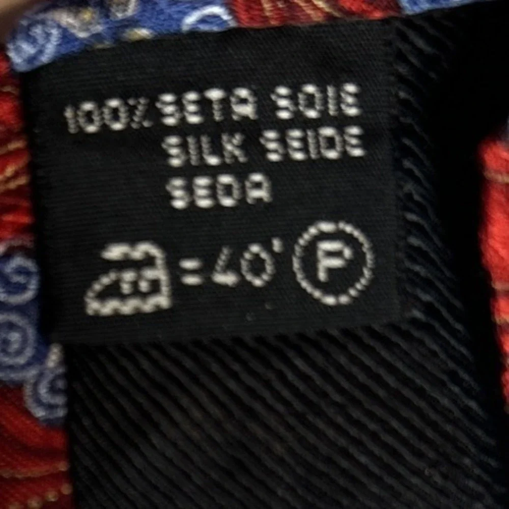Ermenegildo Zenga 100%‎ Silk Tie Red & Blue Swirls Made in Italy EUC